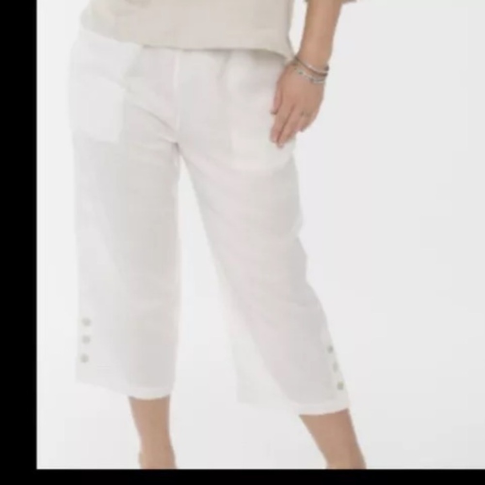 NWT Toofan Linen Side Button Pocket Capri (khaki ) (L301) $89